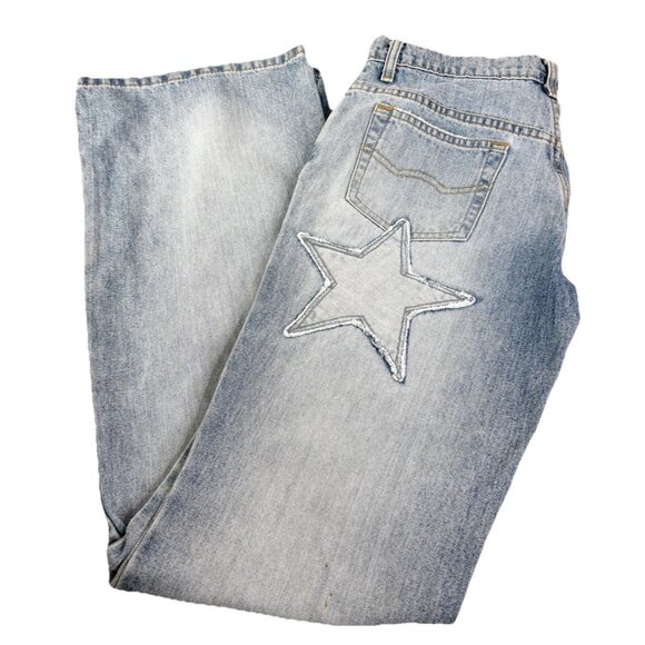 VTG Todd Oldham Jeans Sz 3 ( Actual 28x31) Star PatchFaded Flare Boho Jeans GUC - Picture 1 of 15